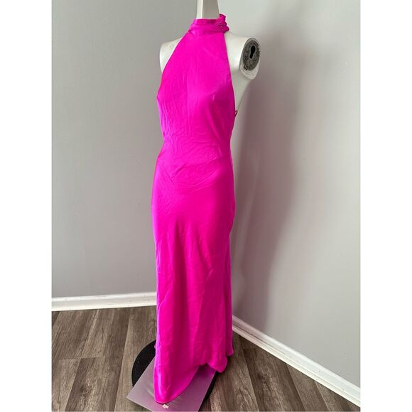 MISHA COLLECTION Evianna Halter Neck Satin Trumpet Gown - Picture 6 of 12